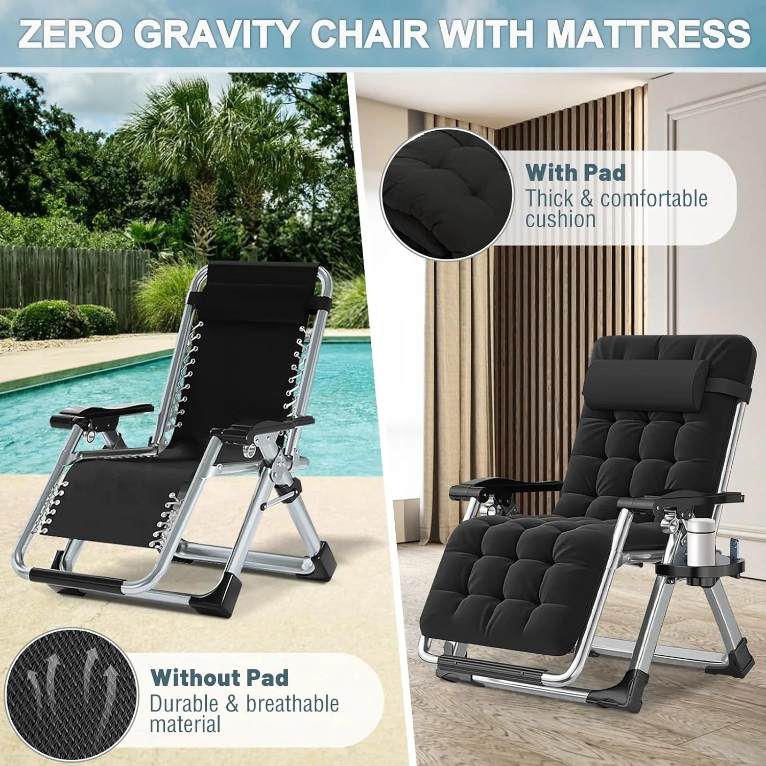 Zero Gravity Reclining Lounge Chair Set of 2