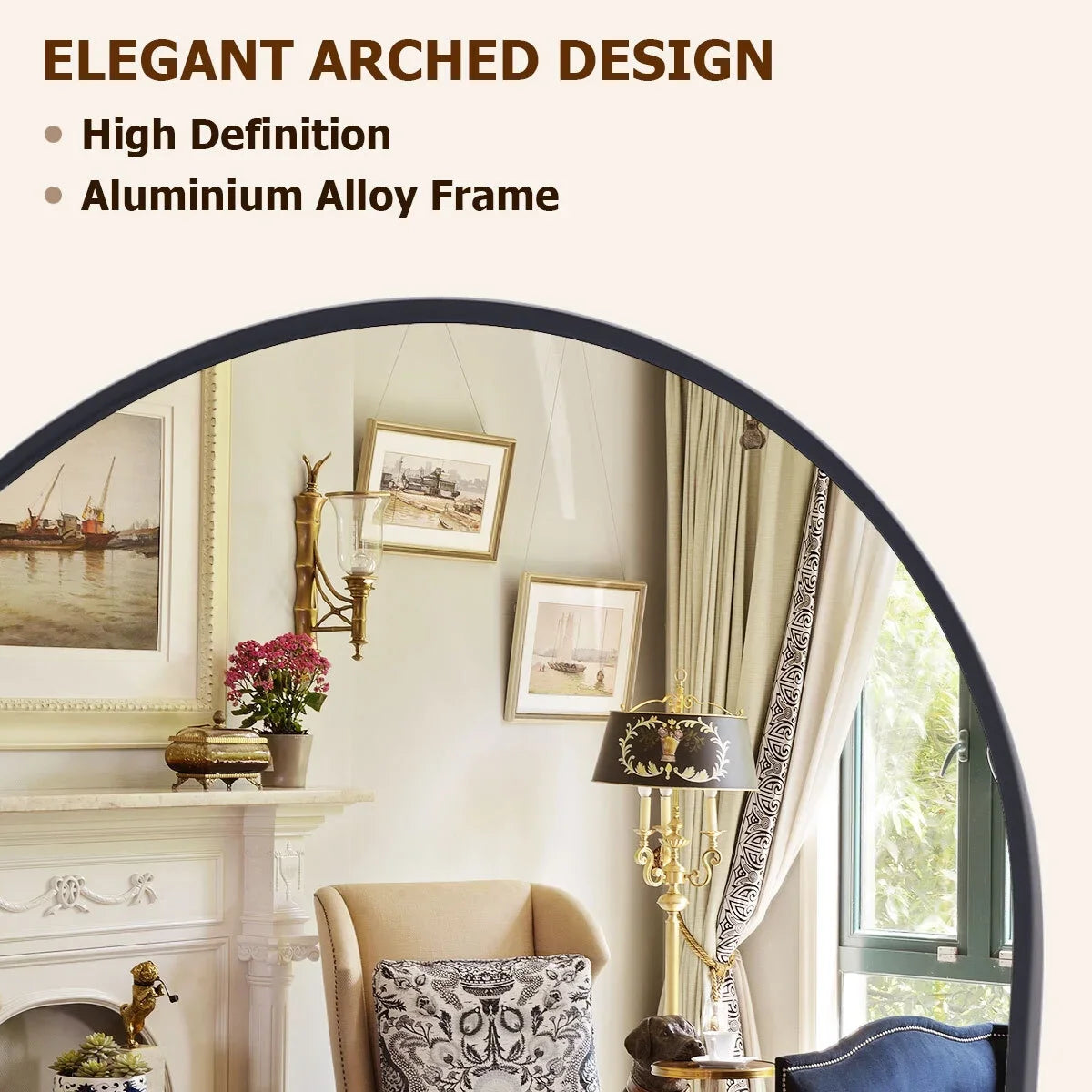 Arched Full-Length Floor Mirror – Black