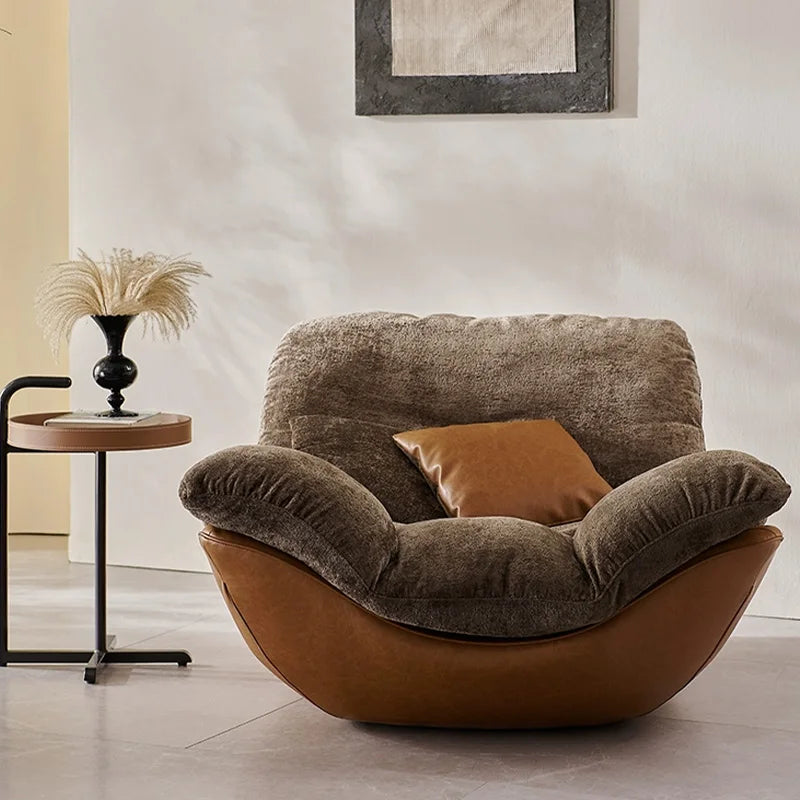 Genuine Leather Recliner – Wood Legs