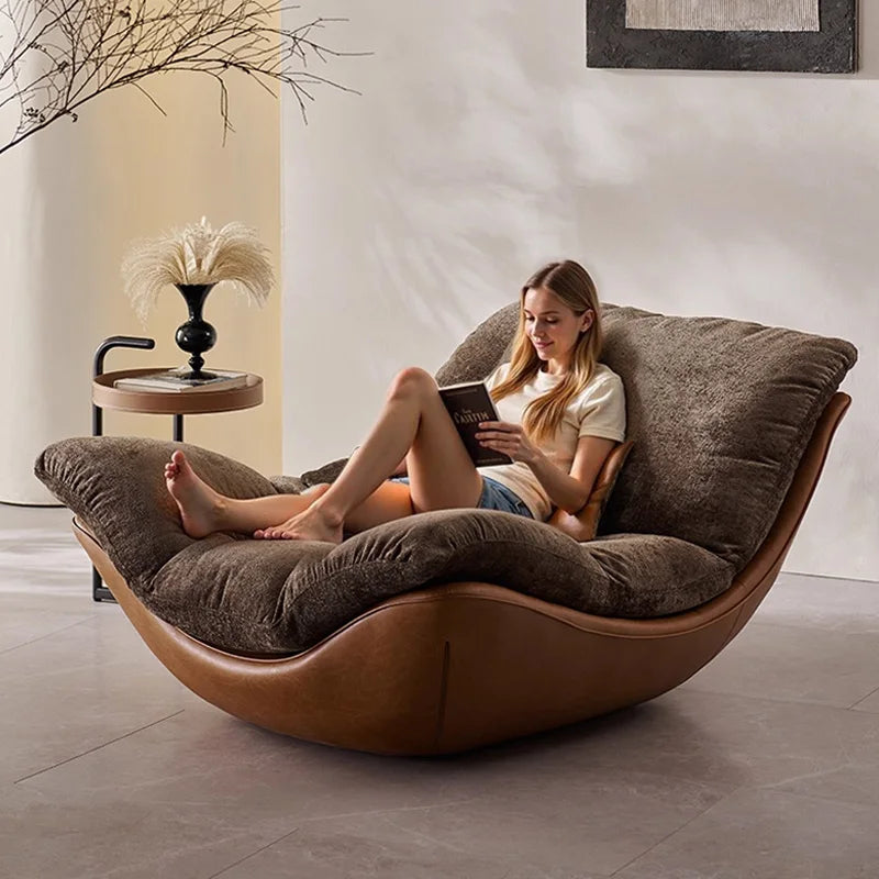 Genuine Leather Recliner – Wood Legs