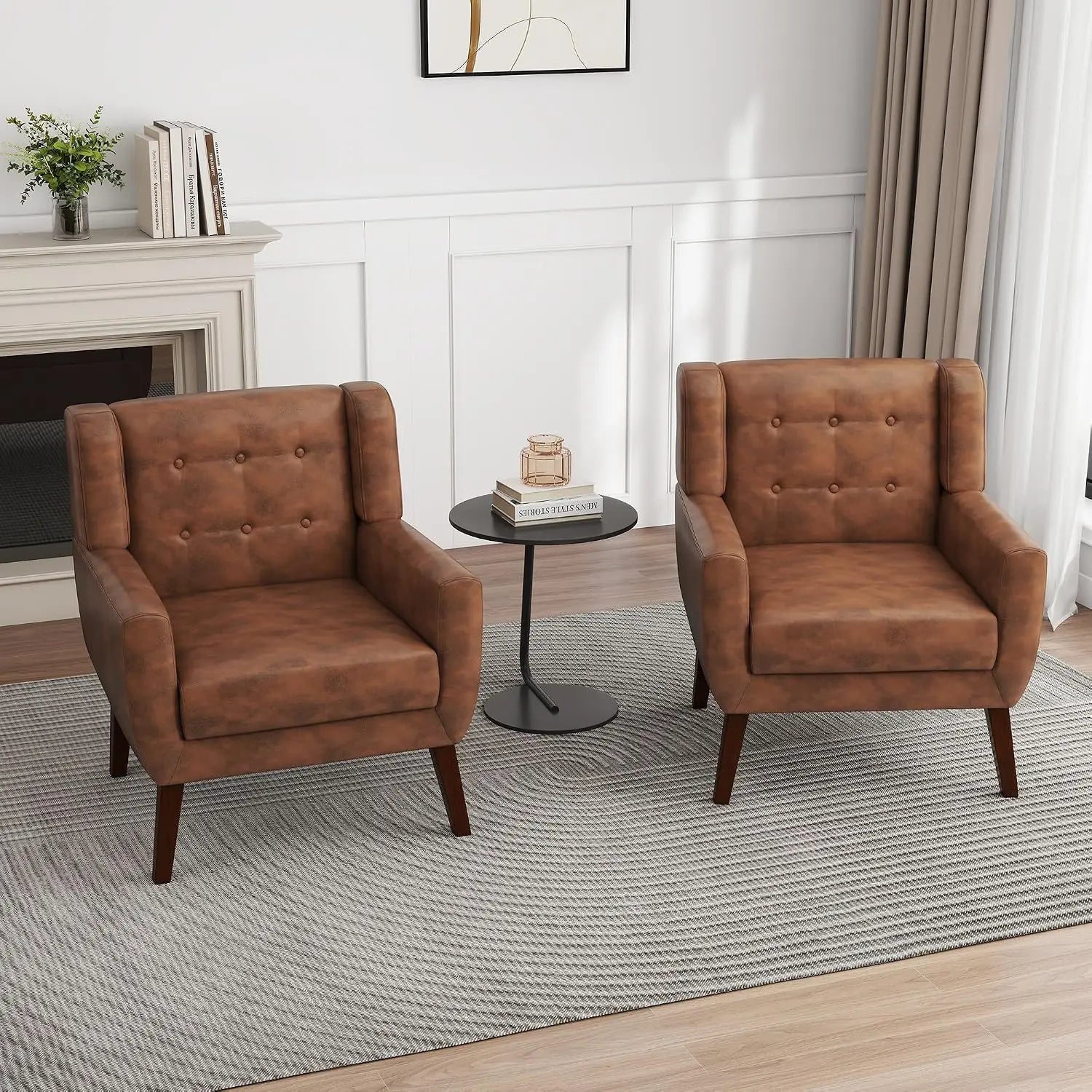 Modern PU Leather Accent Chair Set of 2