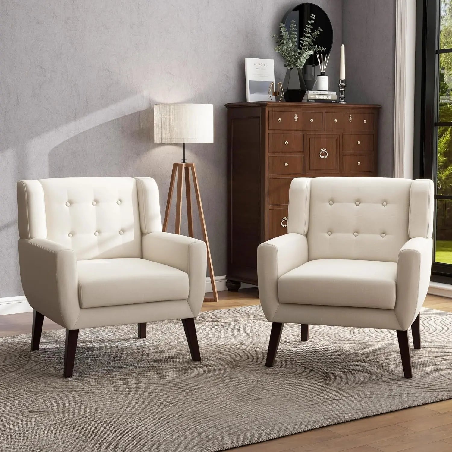 Modern PU Leather Accent Chair Set of 2
