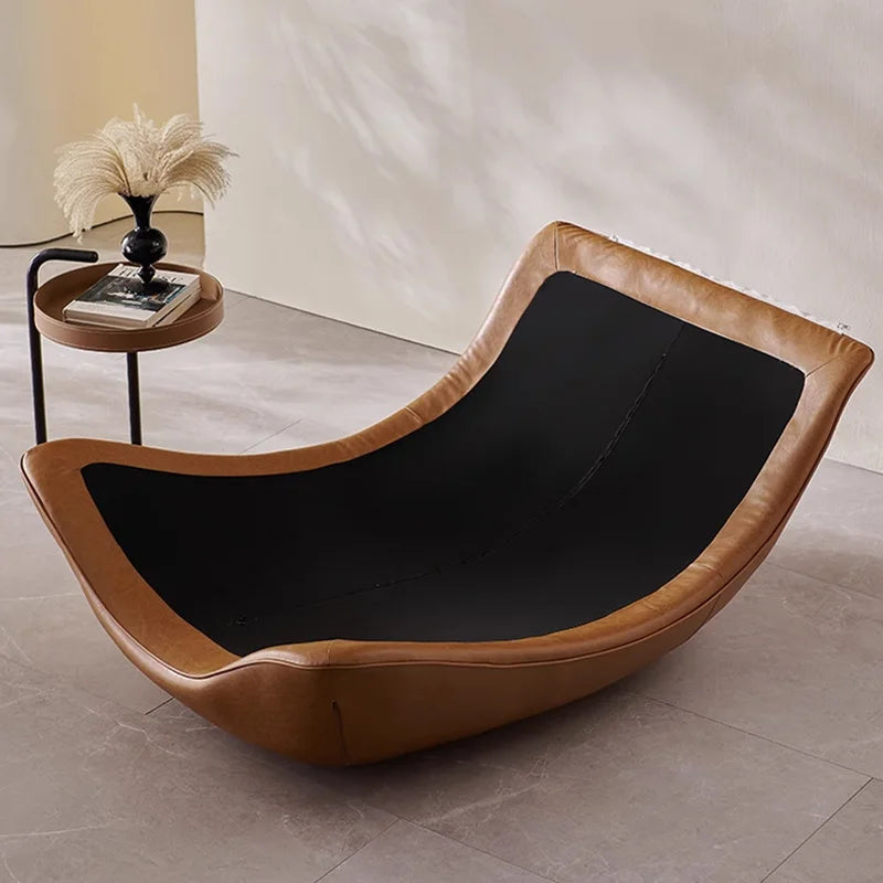 Genuine Leather Recliner – Wood Legs
