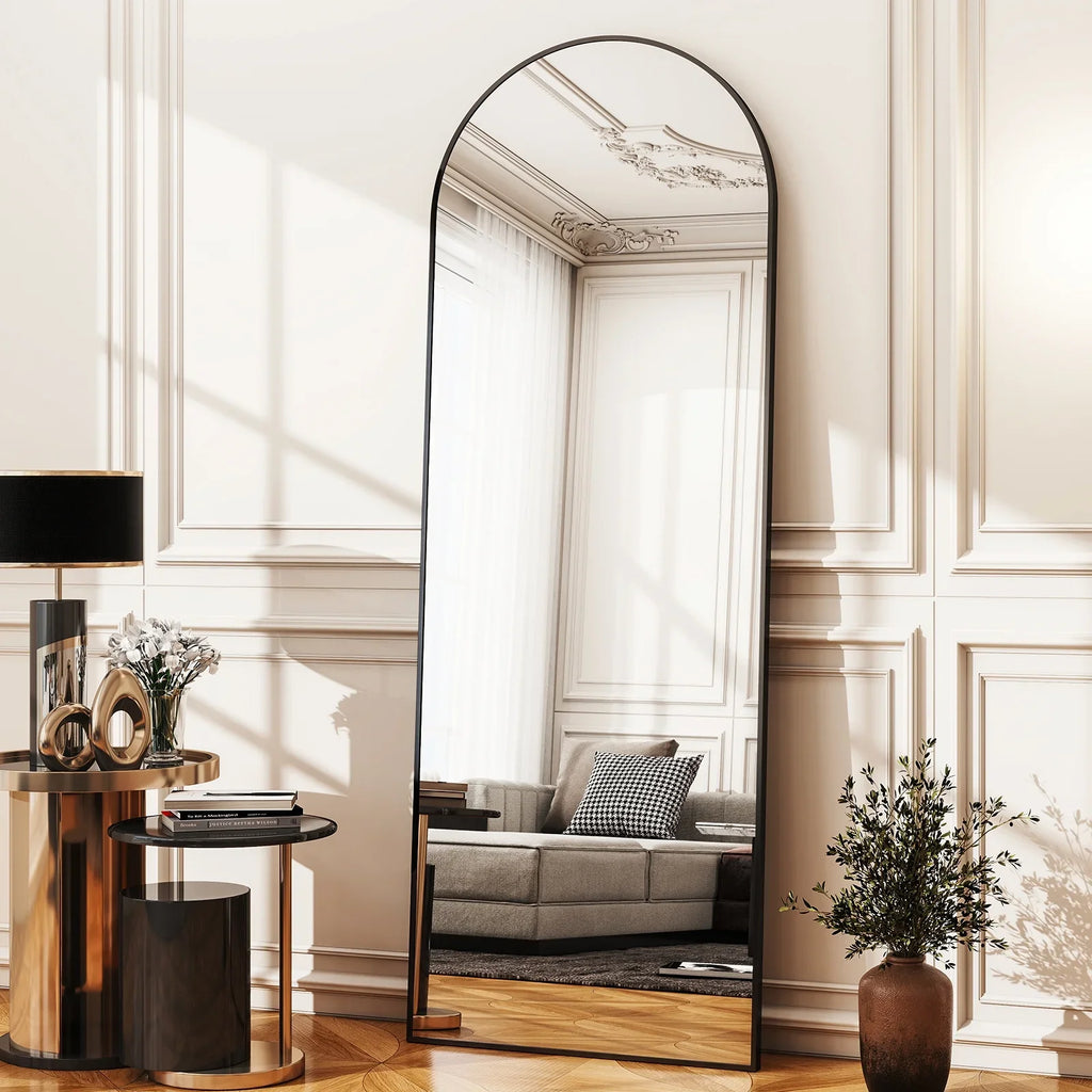 Arched Full-Length Floor Mirror – Black