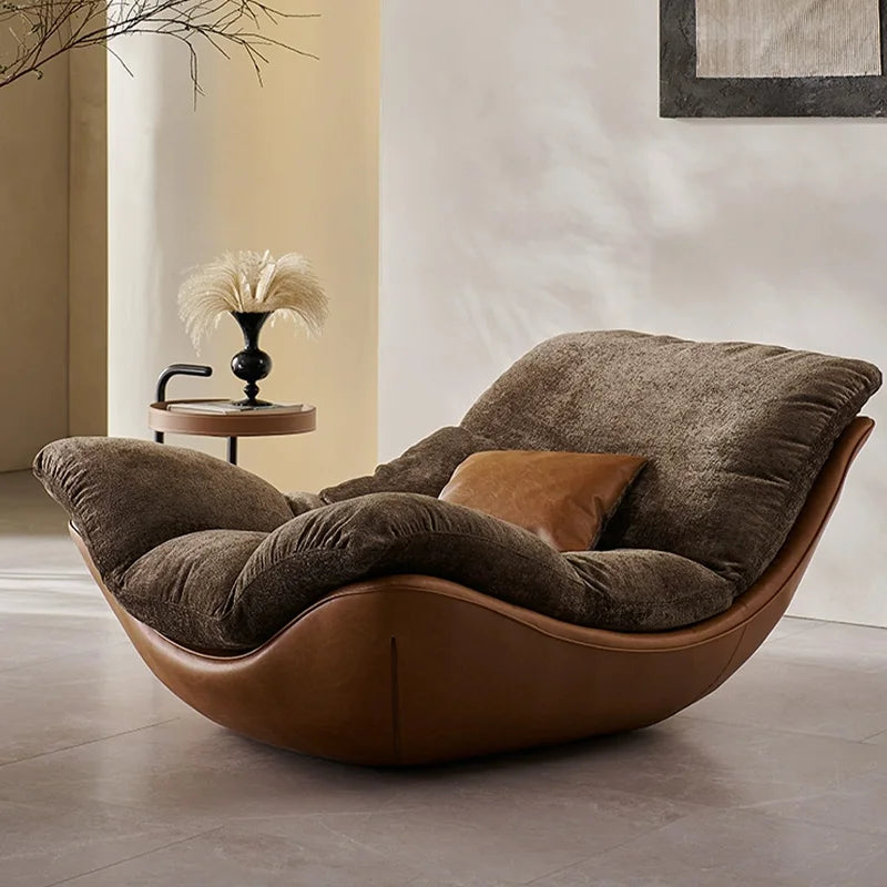 Genuine Leather Recliner – Wood Legs