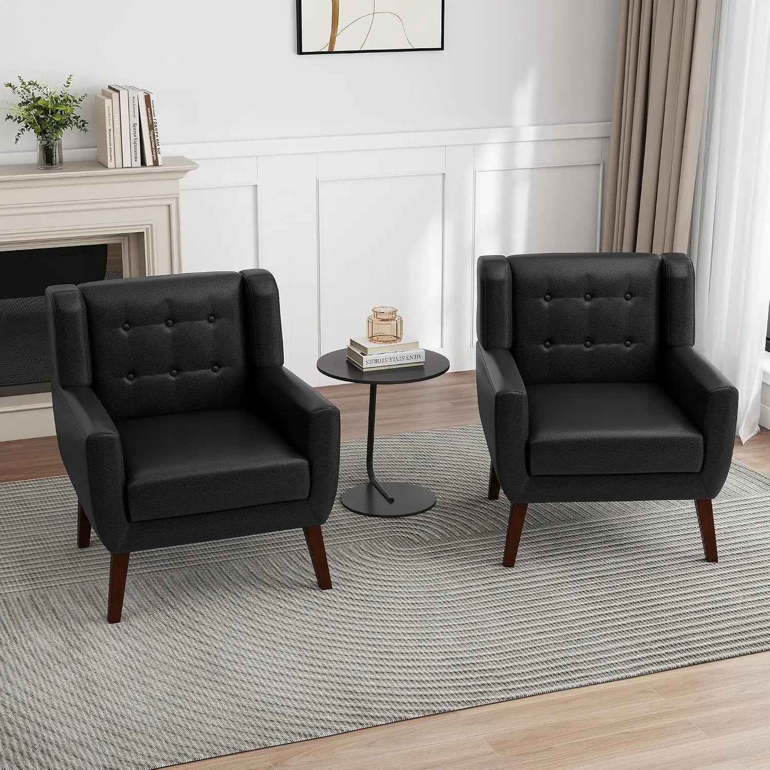 Modern PU Leather Accent Chair Set of 2