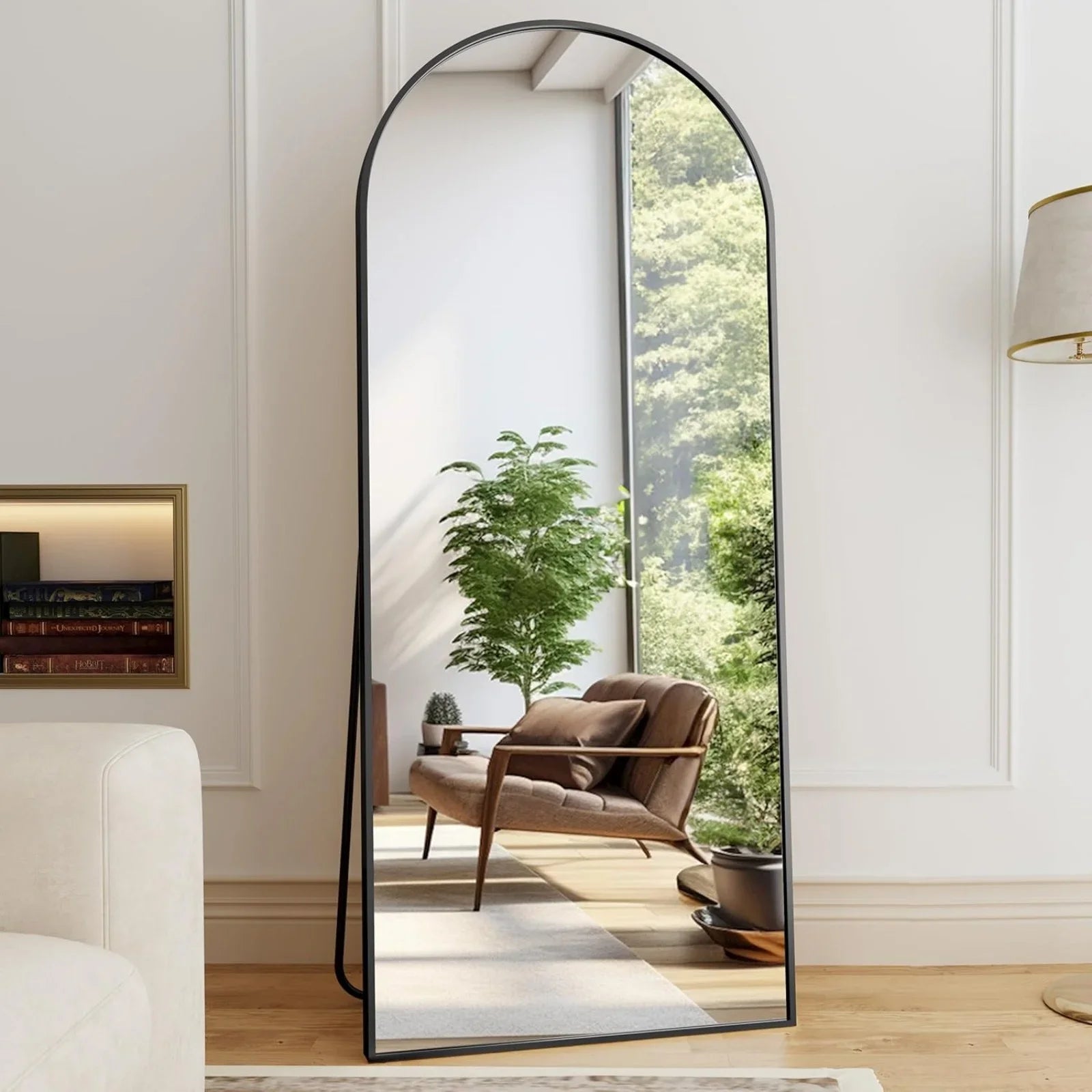 Arched Full-Length Floor Mirror – Black