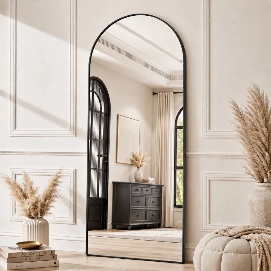 71"x 26.2" Arched Full Length Mirror Full Body Floor Mirrors Black