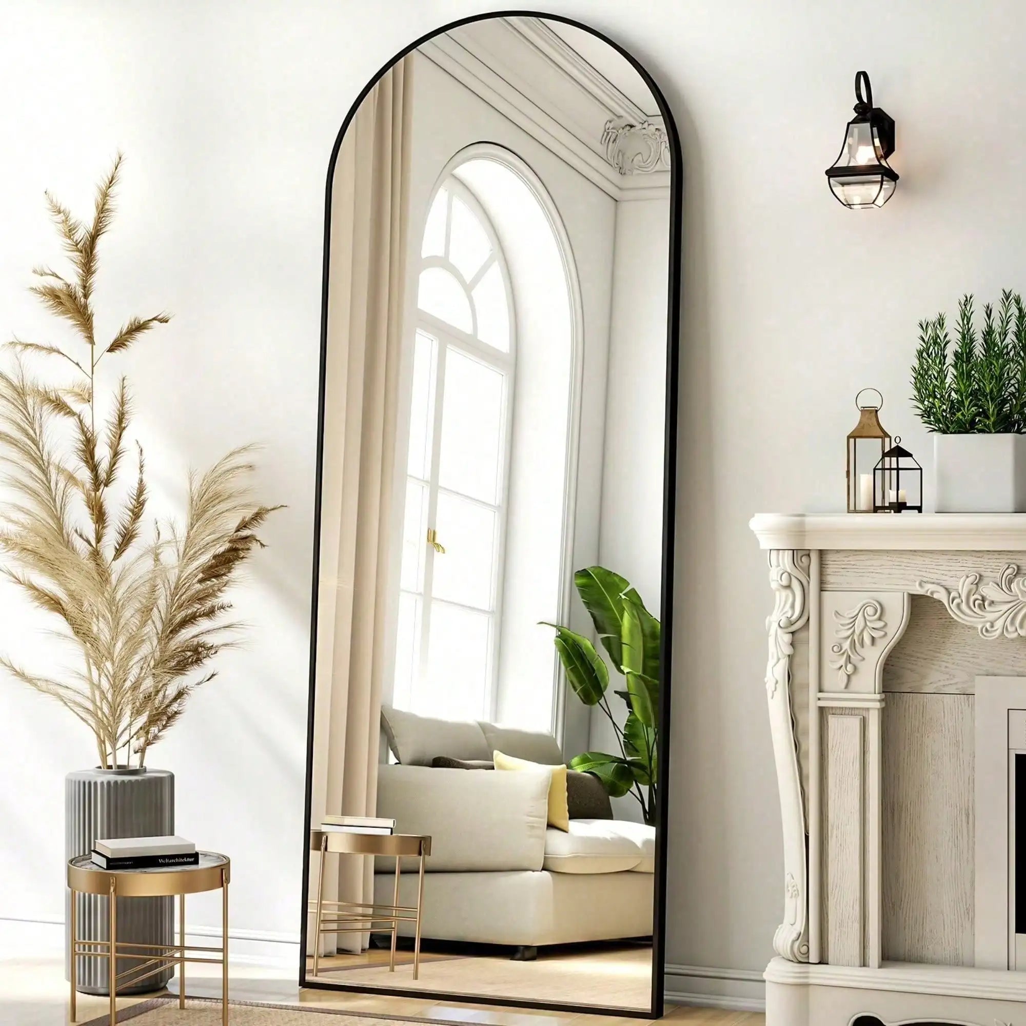 Arched Full-Length Mirror – Black Minimalist