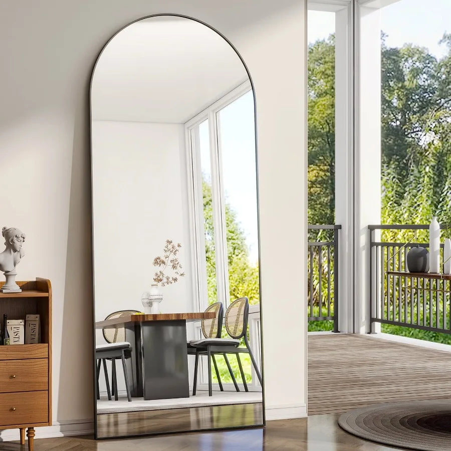 71"x 26.2" Arched Full Length Mirror Full Body Floor Mirrors Black
