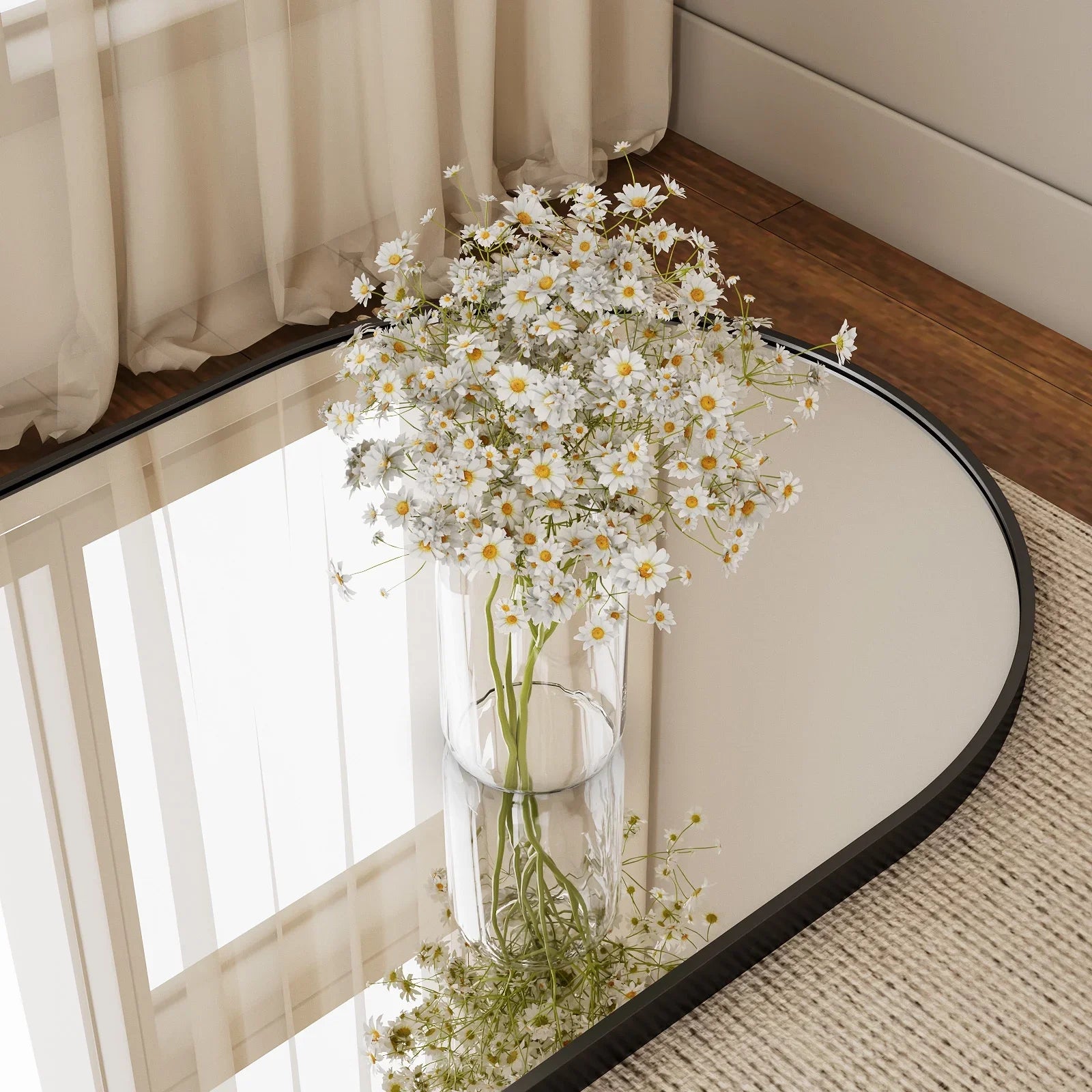 Arched Full-Length Floor Mirror – Black