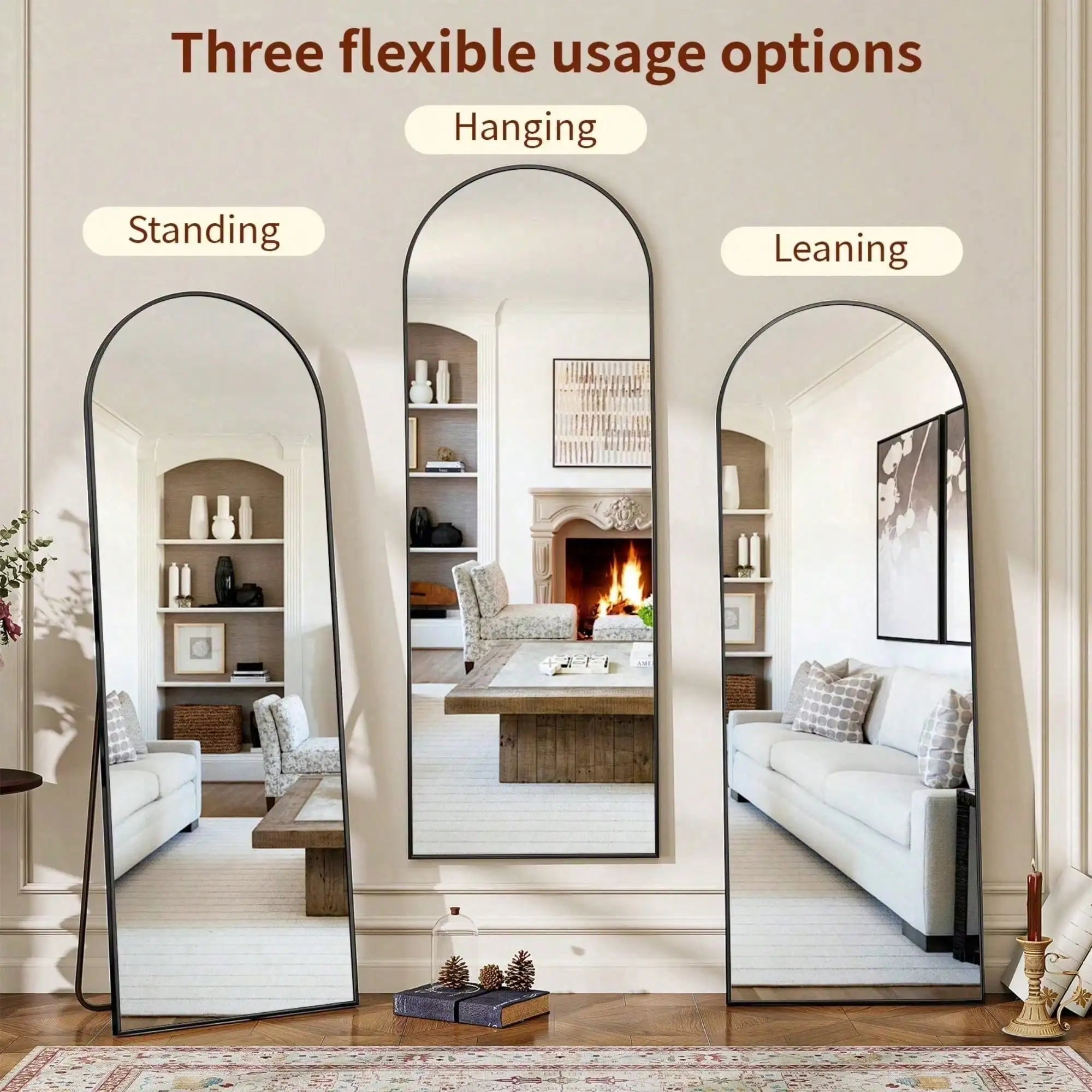 Arched Full-Length Mirror – Black Minimalist