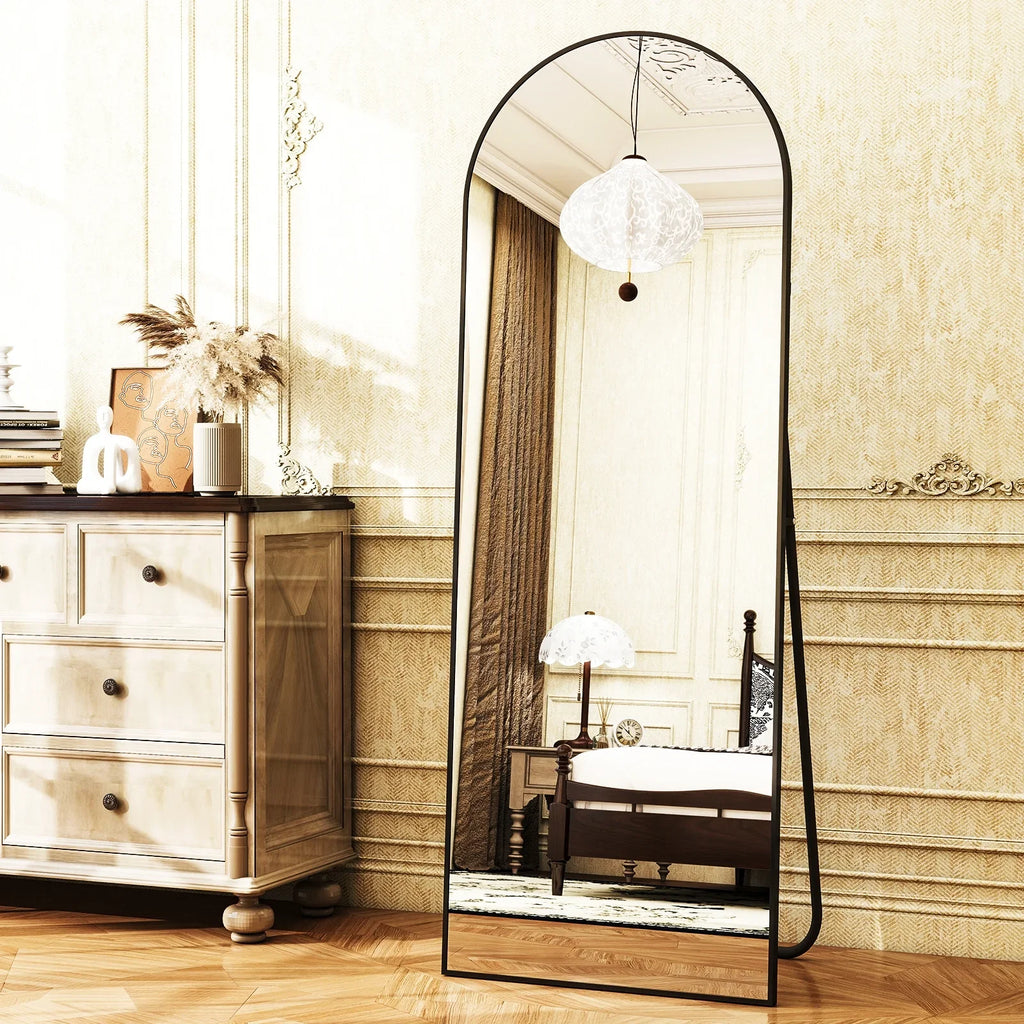 Arched Full-Length Floor Mirror – Black