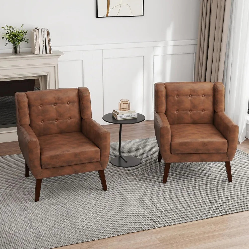 Modern PU Leather Accent Chair Set of 2