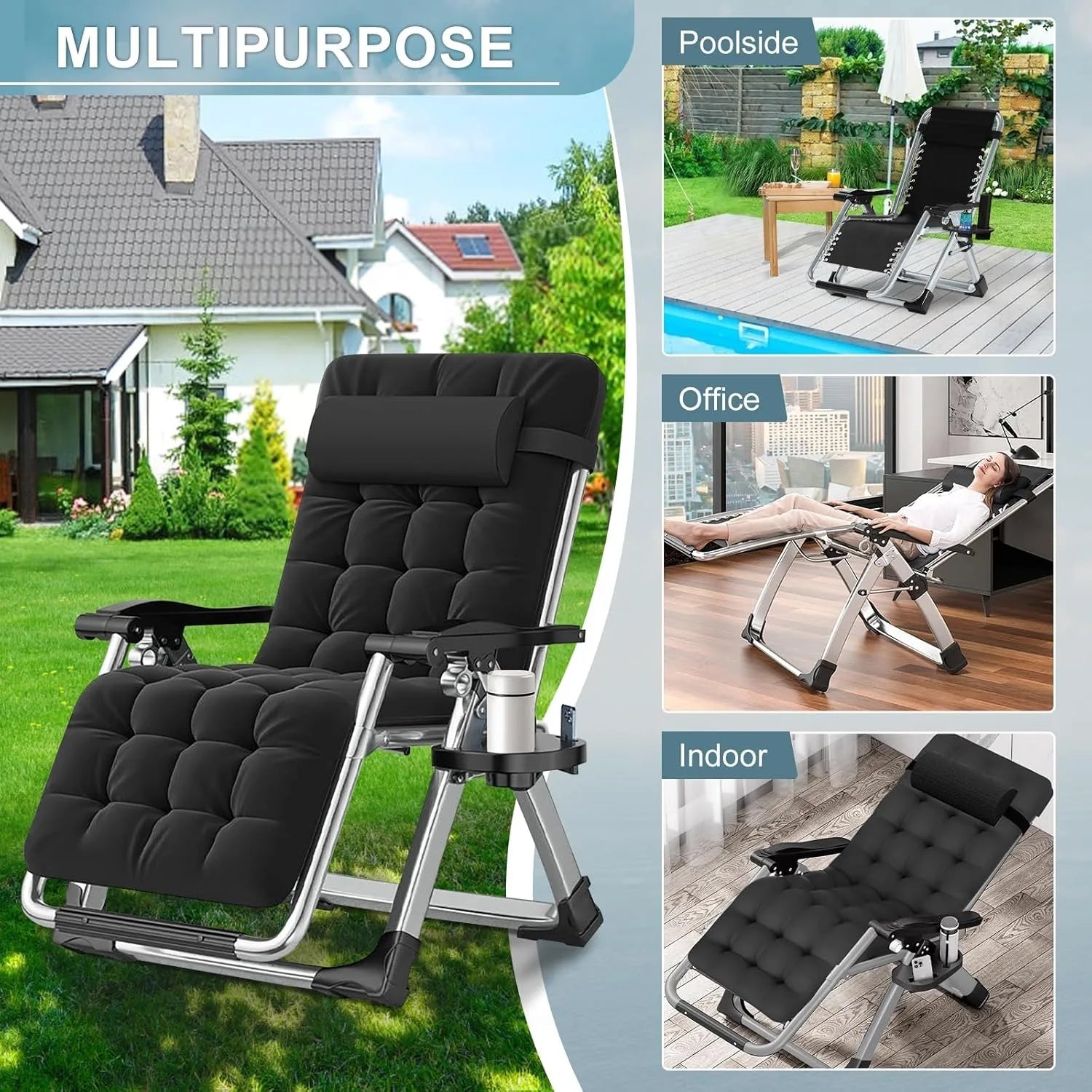 Zero Gravity Reclining Lounge Chair Set of 2