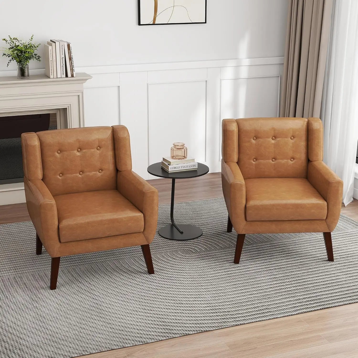Modern PU Leather Accent Chair Set of 2