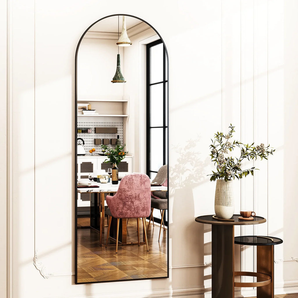 Arched Full-Length Floor Mirror – Black
