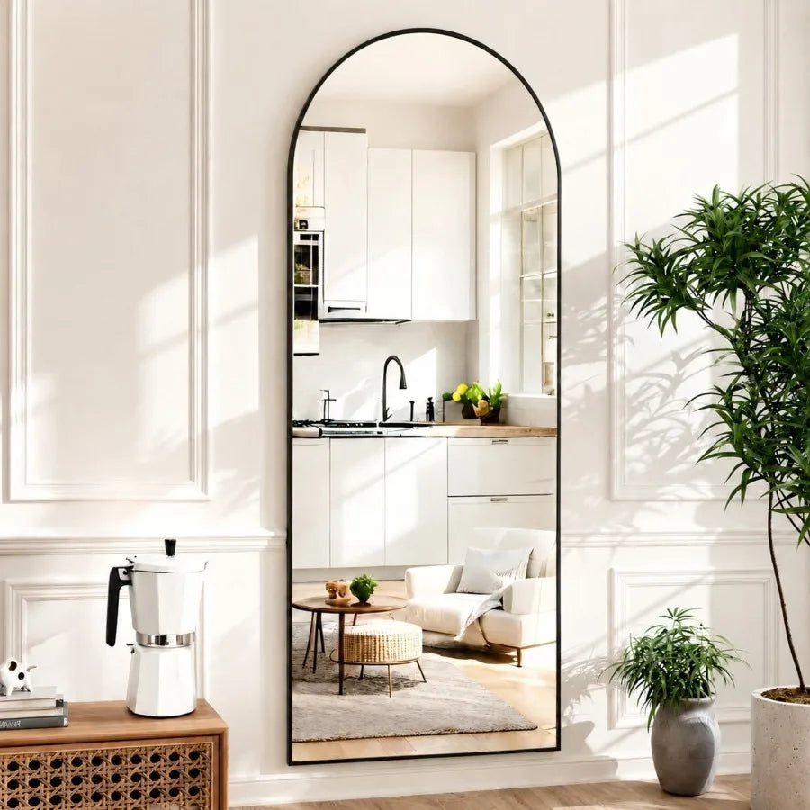 71"x 26.2" Arched Full Length Mirror Full Body Floor Mirrors Black