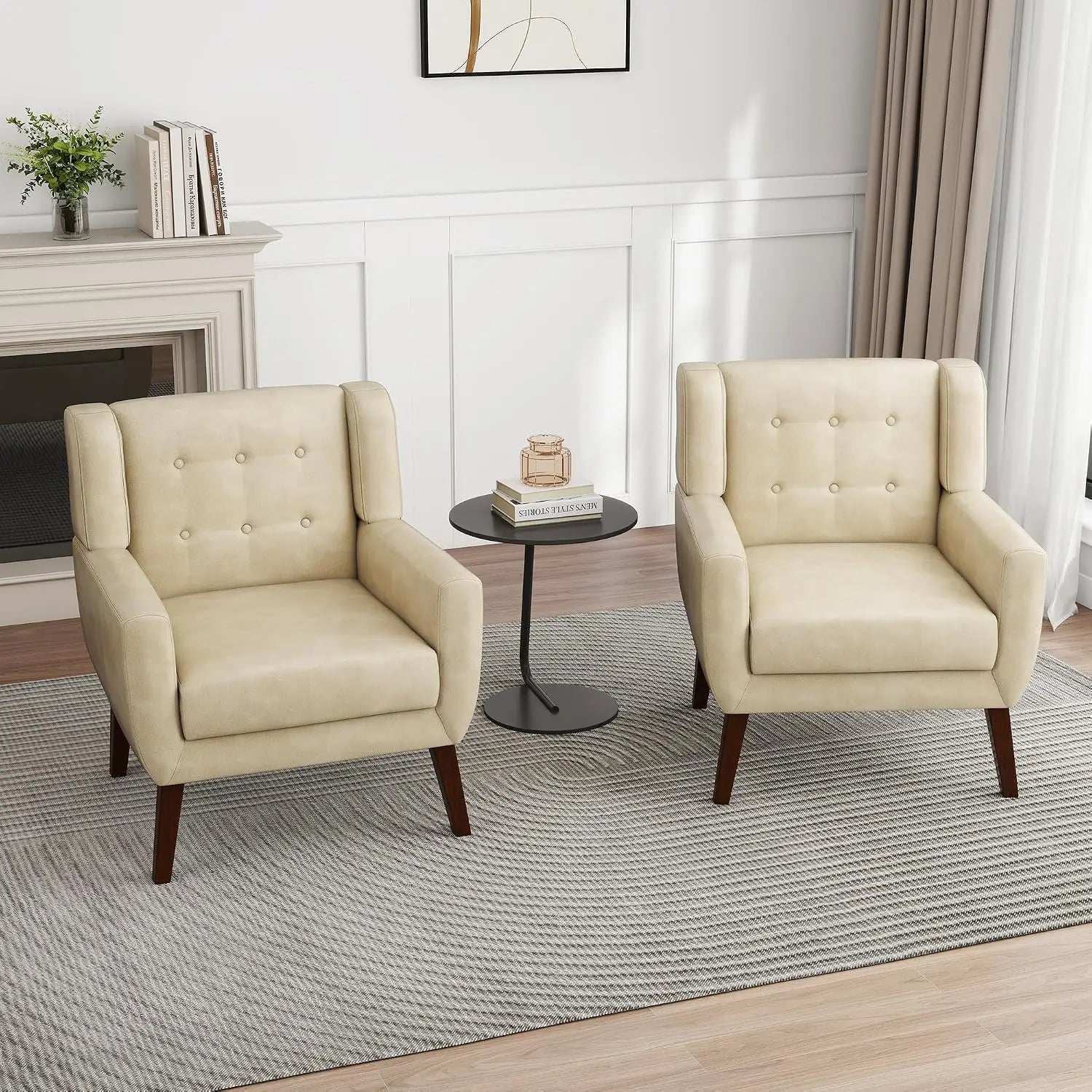 Modern PU Leather Accent Chair Set of 2