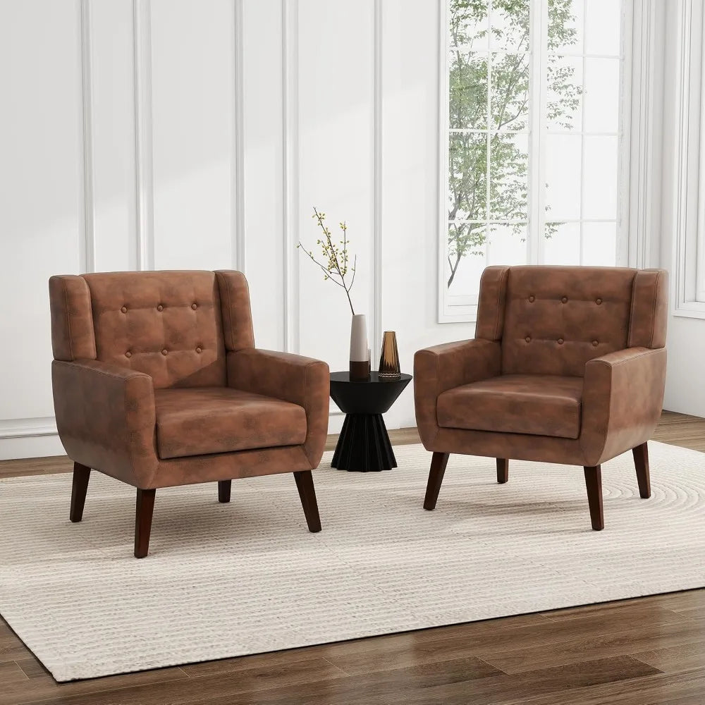 Modern PU Leather Accent Chair Set of 2