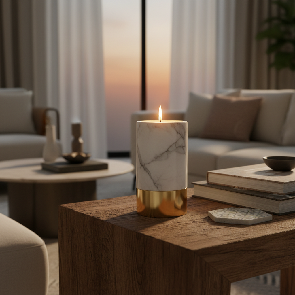 Marble & Gold Candle Holder