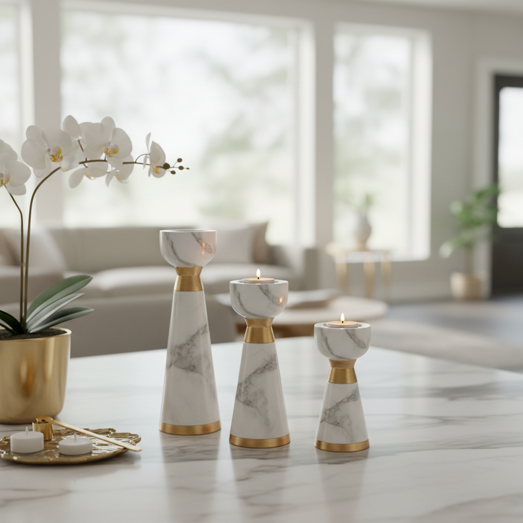 Marble & Gold Candle Holder