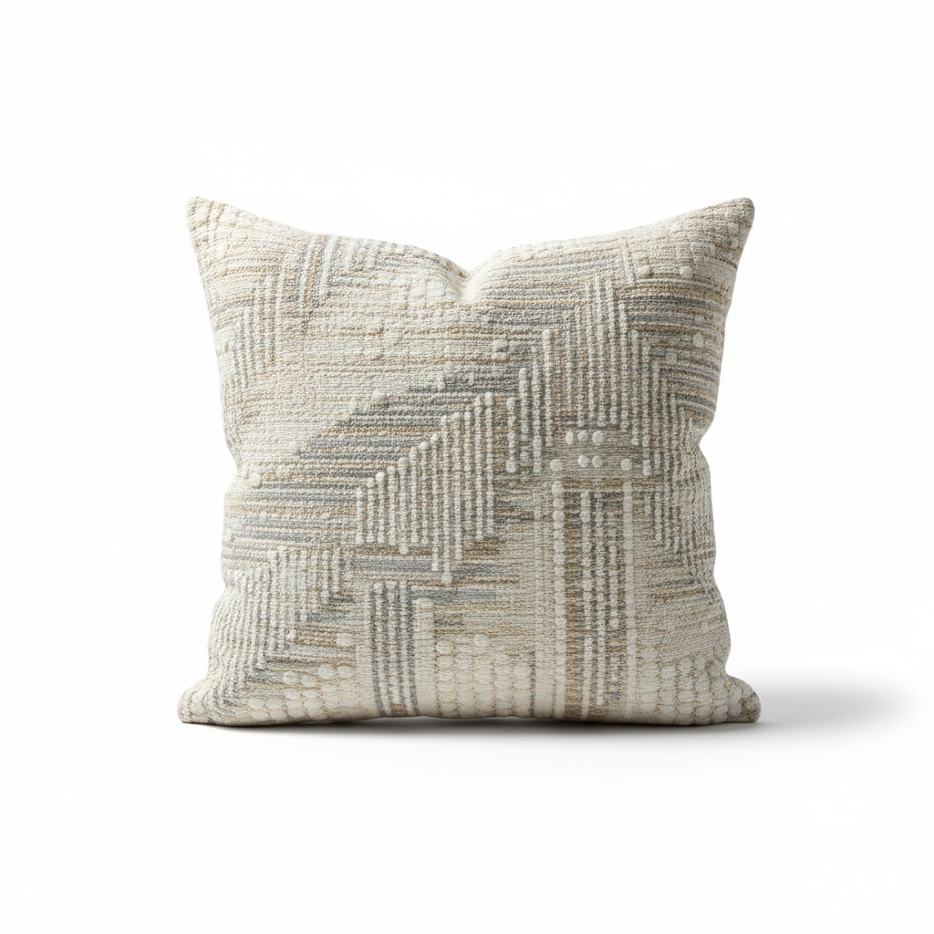 Decorative Throw Pillow – Neutral Textured Fabric